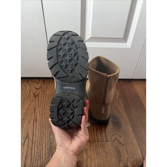 Lands’ End Chestnut Suede Fleece Sweater Snow Boots Women’s Size 8.5 - Picture 5 of 5